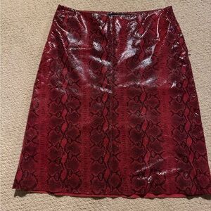 Andrew Marc Red Snake Print leather Pencil Skirt